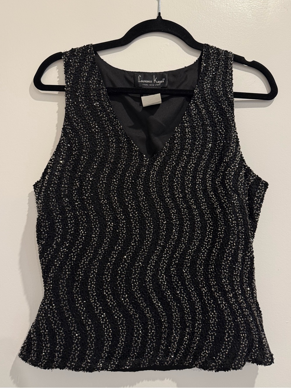 Laurence Kazar Black Evening Shell with Silver Beadwork